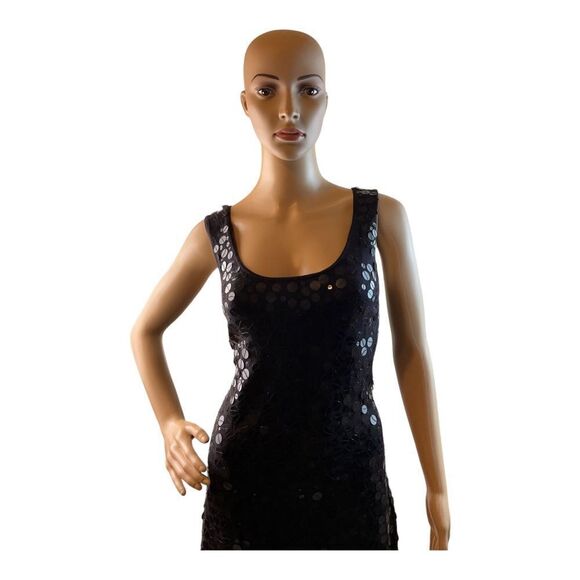 Worthington Women’s Black Sleeveless Sequin Knee Length Dress Size M. - Picture 2 of 16